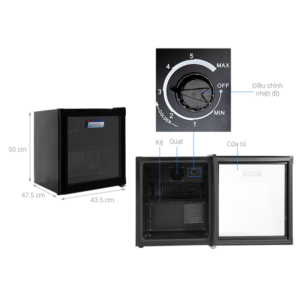 Tủ mát mini Alaska 50 lít LC-50- màu đen