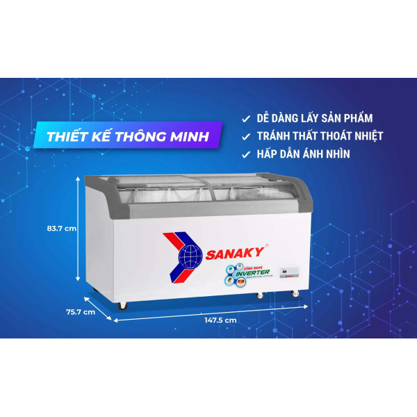 Tủ Đông Mặt Kính Cong Sanaky 500lít VH-899K3A