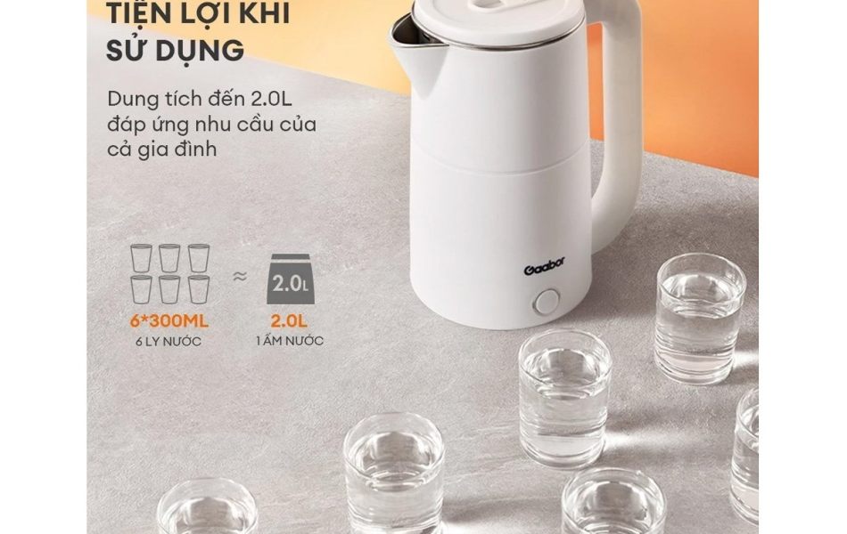 Ấm siêu tốc Gaabor 2L EK20M-WH01A/WH02A