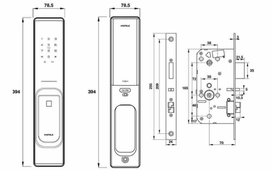 Khóa điện tử Hafele PP8100 (912.20.286) - màu đen