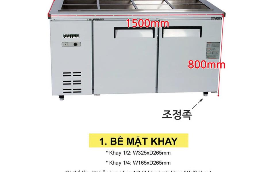 Tủ khay lạnh salad 1500mm KIS-XDB15R - 405 lít