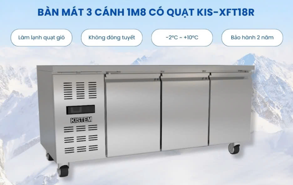 Bàn mát inox 1800mm Kistem KIS-XFT18R ( Làm lạnh Gián Tiếp) 