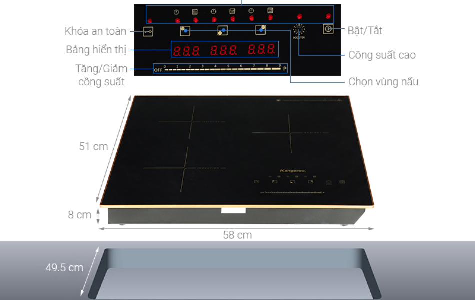 Bếp điện từ hồng ngoại ba Kangaroo KG446i