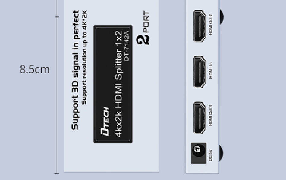Bộ chia HDMI 1 vào 2 ra 4K Dtech DT-7142A