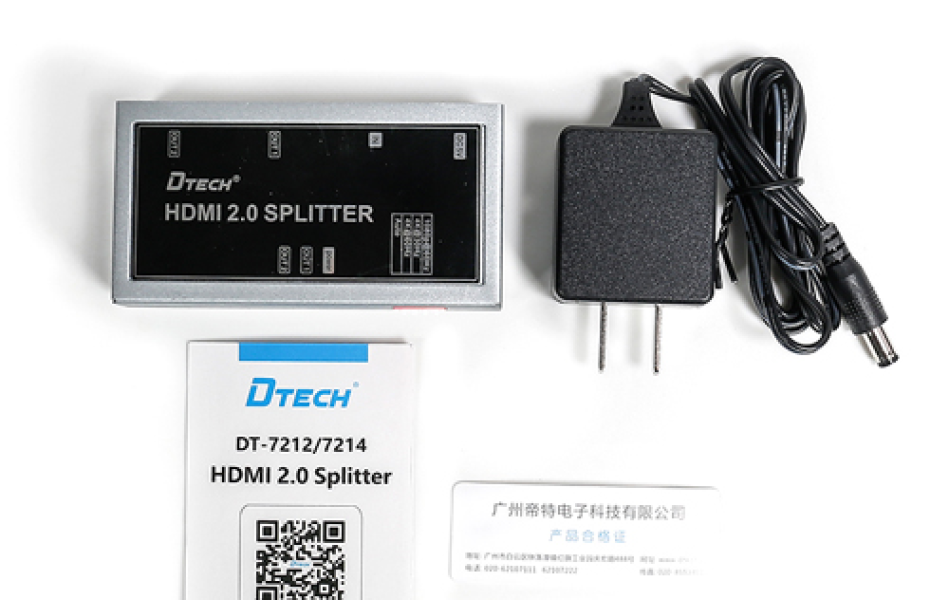 Bộ chia HDMI 1 vào 2 ra 4K Dtech DT-7212
