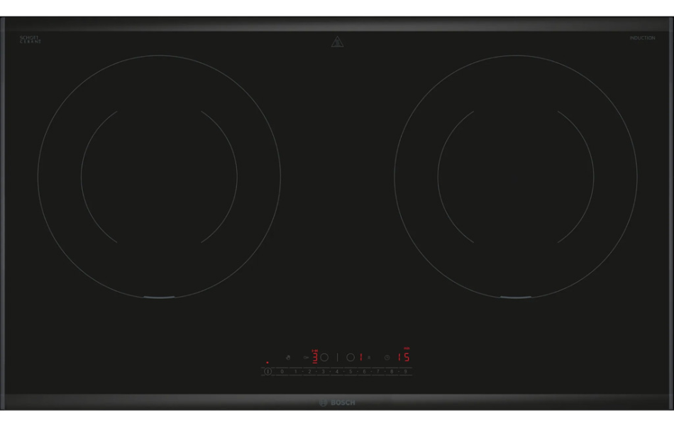 Bếp từ đôi âm Bosch PPI8256XVN, Seri 8-78 cm Màu đen, Có viền nhôm - Mới
