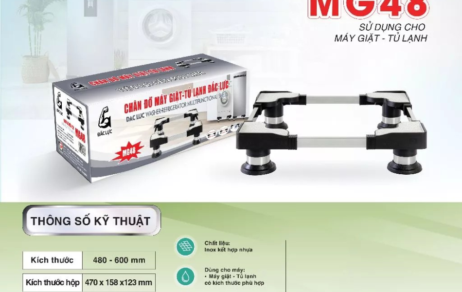 Chân đỡ đa năng tủ lạnh - máy giặt Cảnh Phong MG48