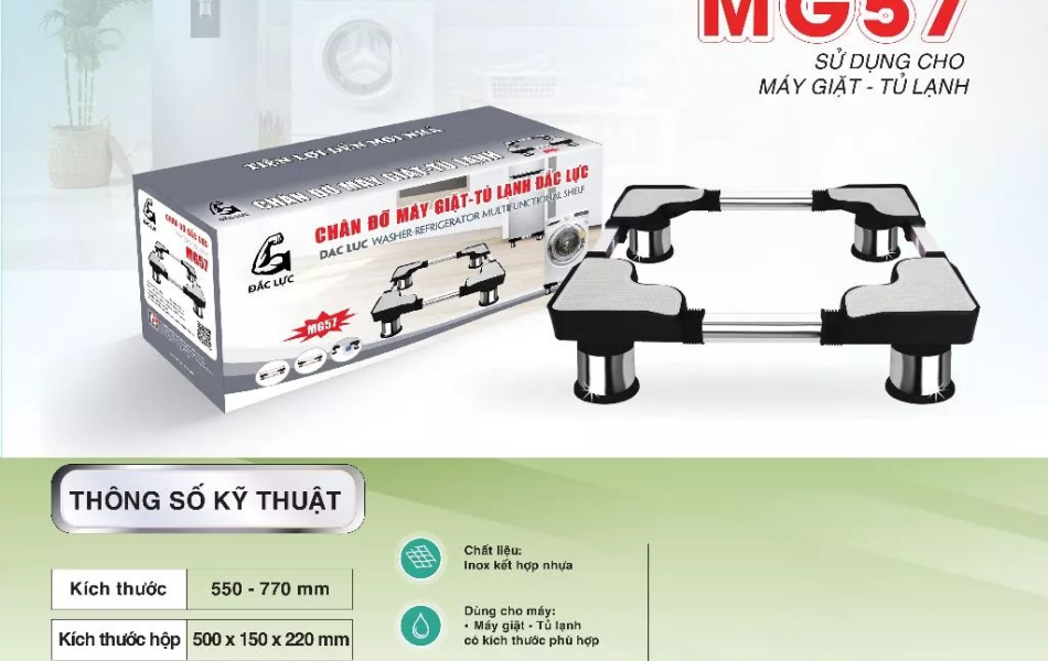 Chân đỡ đa năng tủ lạnh - máy giặt Cảnh Phong MG57