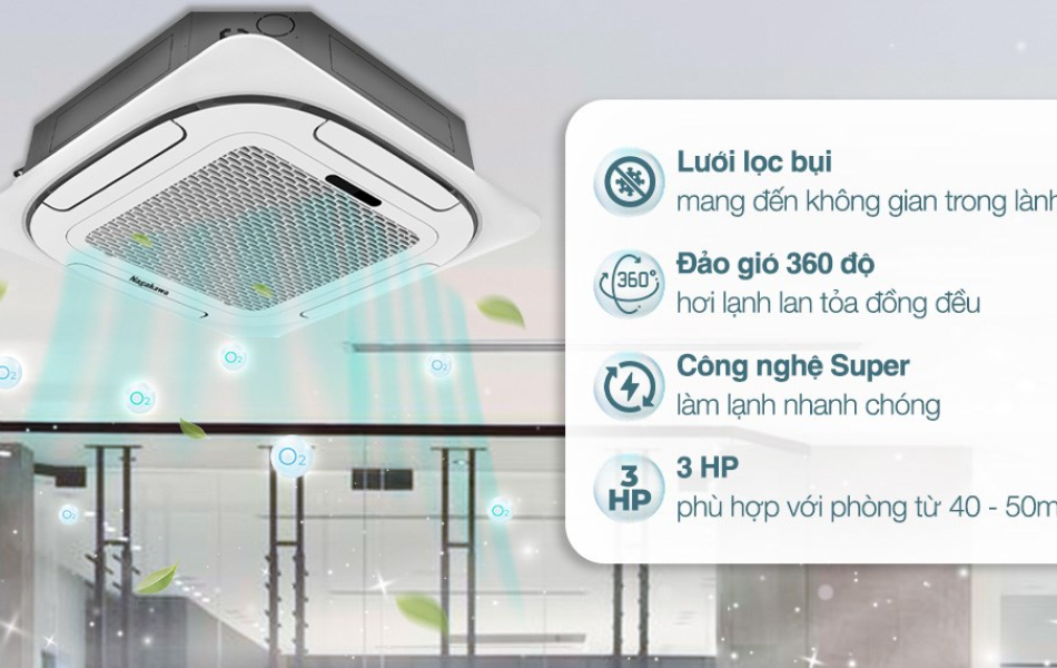 Điều hòa âm trần đa hướng Nagakawa Mono 28000Btu NT-C28R1T20