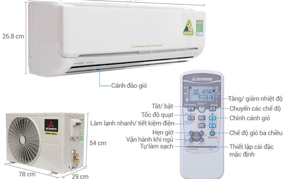 Điều hòa Mitsubishi Heavy inverter 1.5HP SRK/SRC13YXS-W5