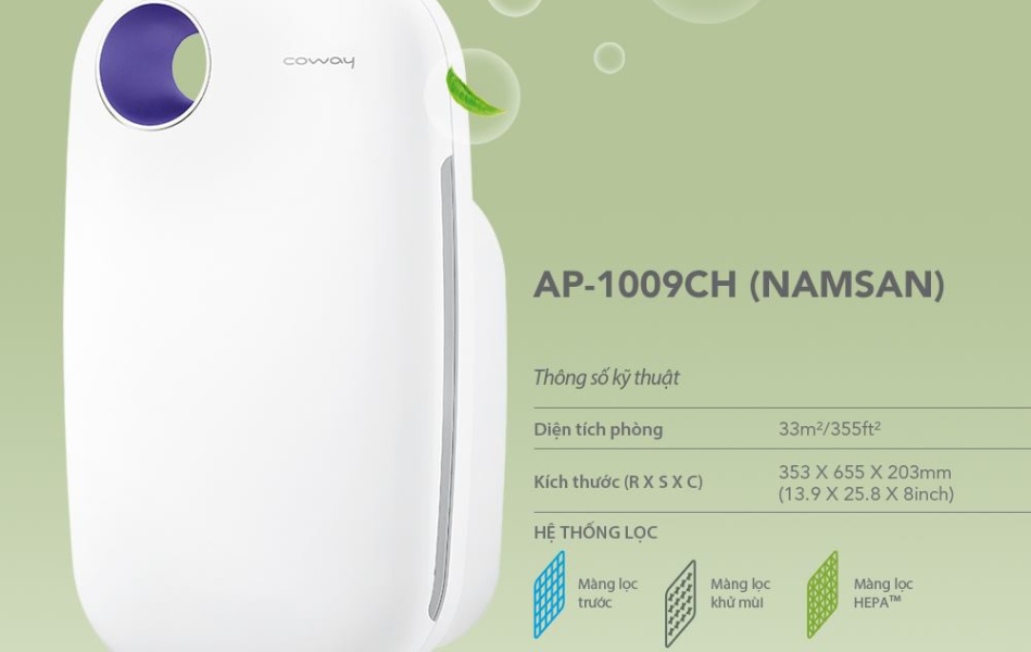Máy Lọc Không Khí Coway AP-1008CH (Diện tích 33m2)