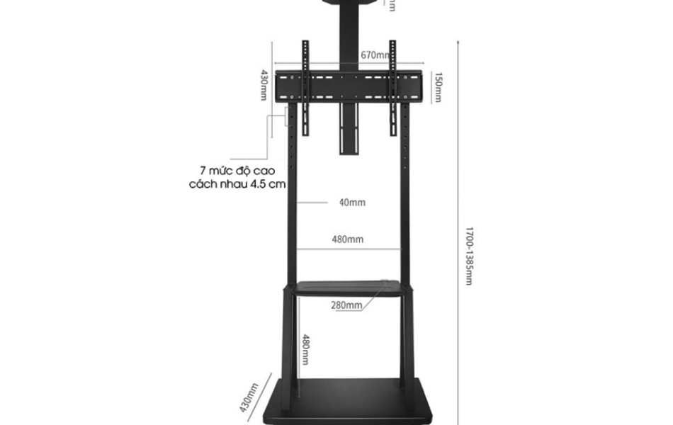 Giá treo tivi di động Ergotek E1900 (32 - 70 inch)