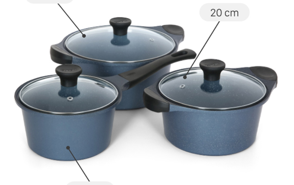 Bộ 3 nồi đúc vân đá xanh Supor Durarock H23102-T1