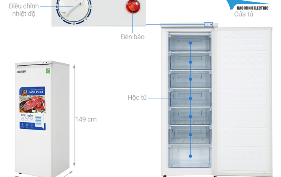 Tủ đông đứng Hòa Phát 106 lít HPF UAH6106