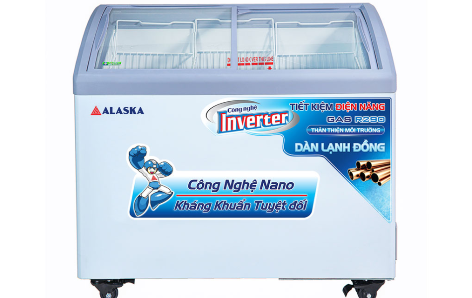 Tủ đông nắp kính cong Alaska Inverter 248 lít KC-210CI