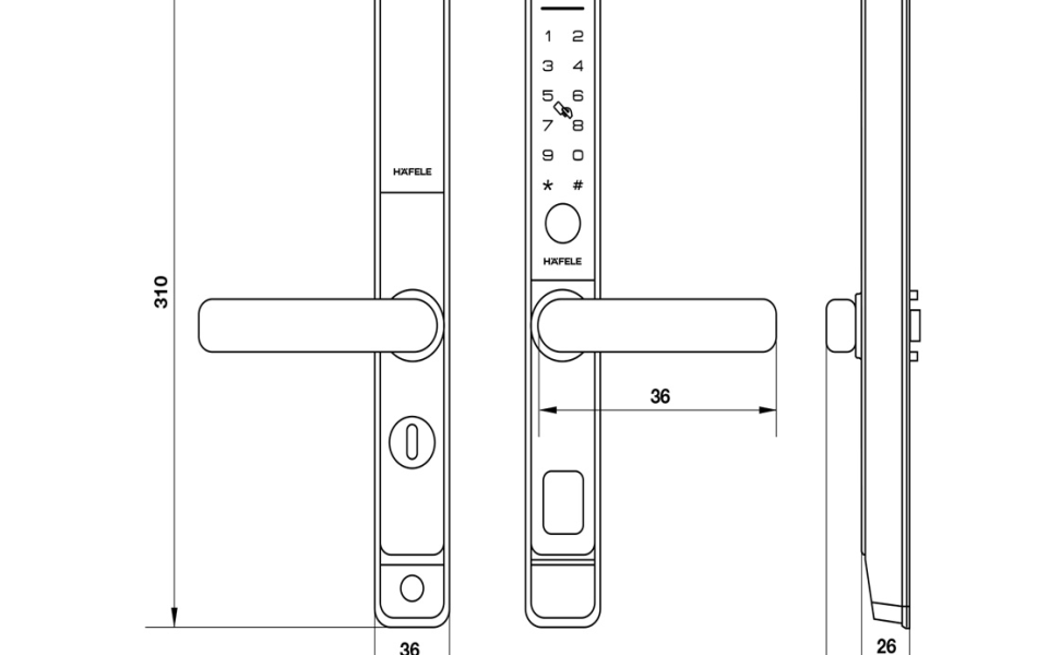 Khóa điện tử Hafele cửa nhôm DL6600-SW (912.20.145)