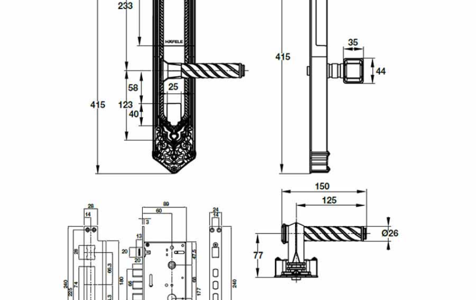 Khóa điện tử Hafele EL10K (912.05.317) - Màu vàng