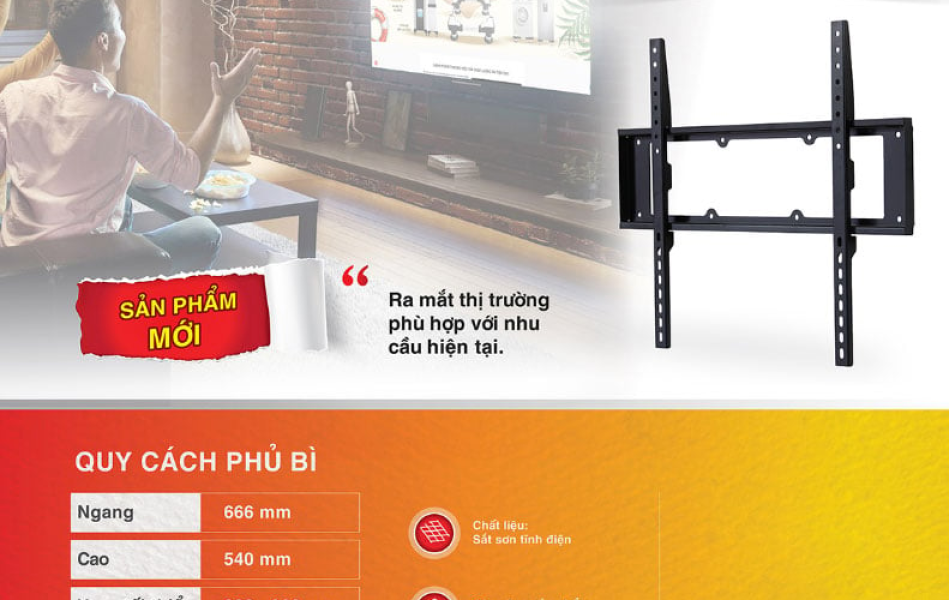 Khung treo tivi cố định Cảnh Phong M85T (55 - 85 inch)