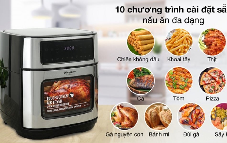 Lò chiên không dầu 12 lít Kangaroo KG12AF1A