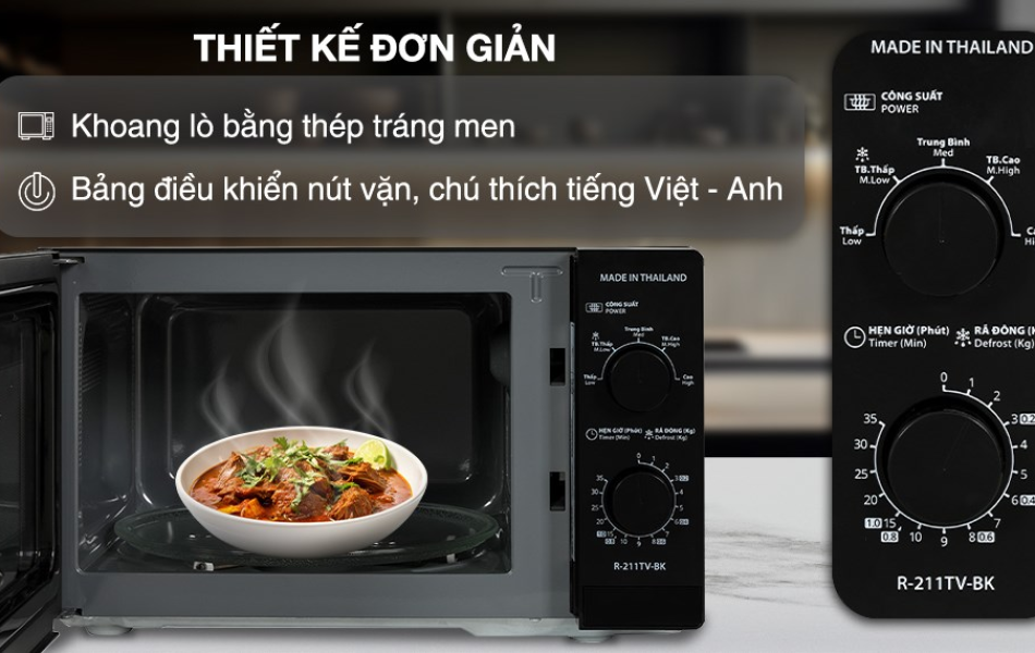 Lò vi sóng có nướng Sharp R-G211TV-BK 21 lít