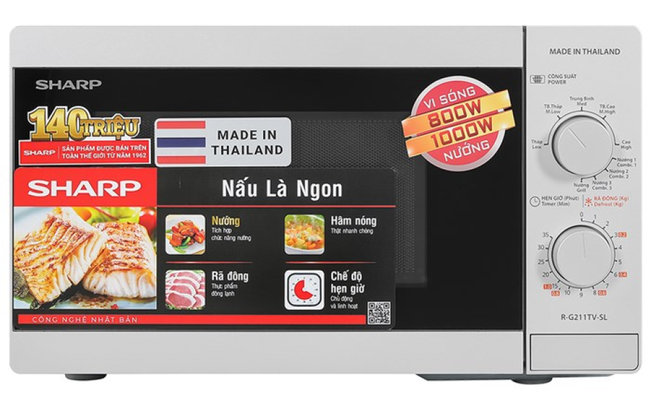 Lò vi sóng Sharp R-G211TV-SL(21 lít, Thái Lan, có nướng)