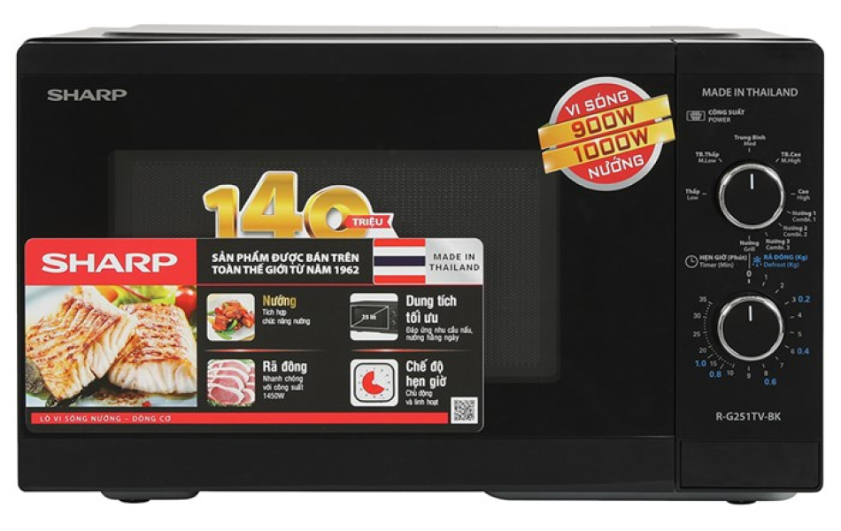 Lò vi sóng Sharp 25 lít R-G251TV-BK ( Có Nướng )