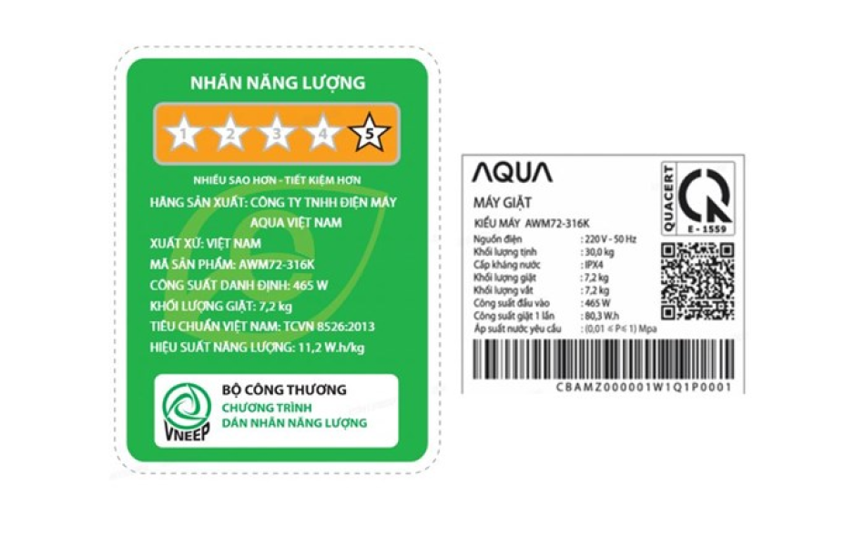 Máy giặt lồng đứng Aqua 7.2kg AWM72-316K(S)