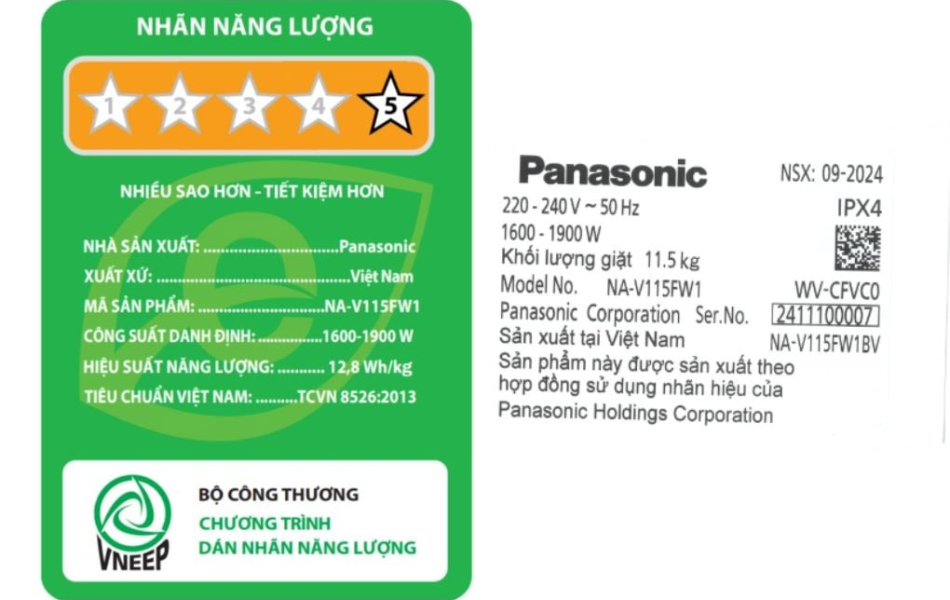 Máy giặt Panasonic Inverter 11.5kg NA-V115FW1BV