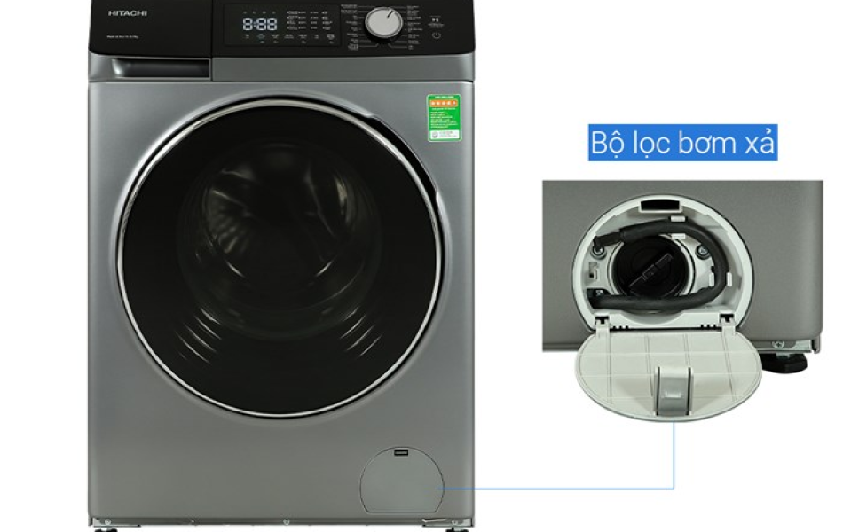 Máy giặt sấy Hitachi Inverter giặt 10.5 kg - sấy 7 kg BD-D1054HVOS