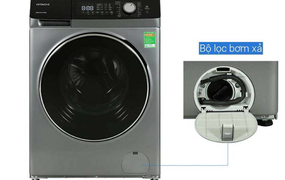 Máy giặt sấy Hitachi Inverter giặt 8.5 kg - sấy 5 kg BD-D852HVOS