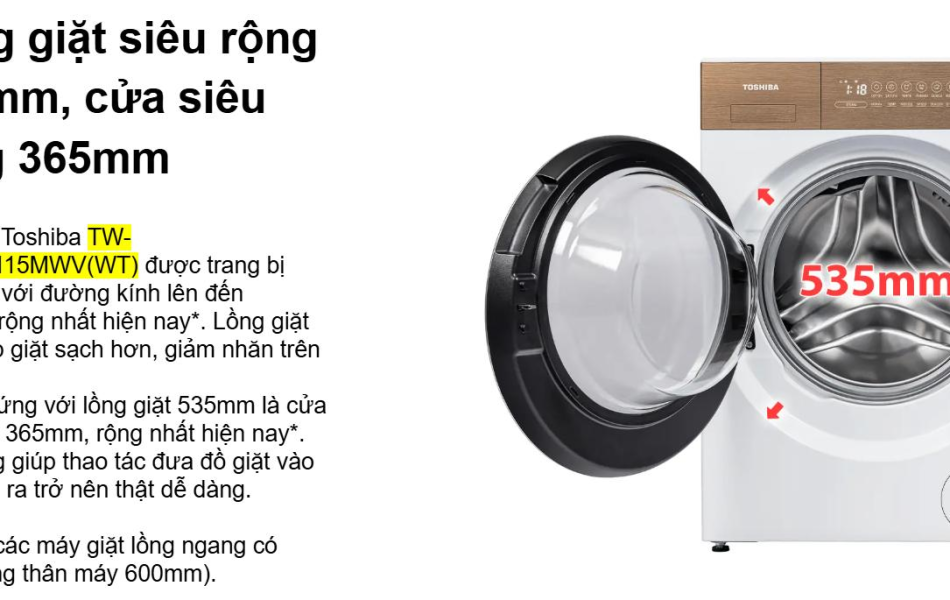 Máy giặt Toshiba Inverter 10.5kg TW-T37BZP115MWV(WT)