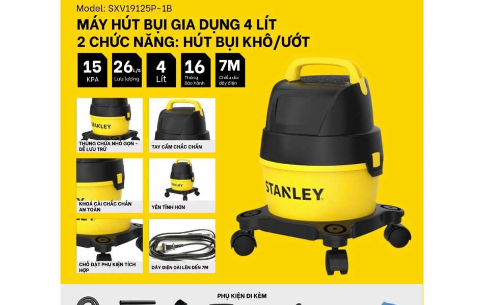Máy hút bụi 2 chức năng Stanley SXV19125P-1B 4 lít