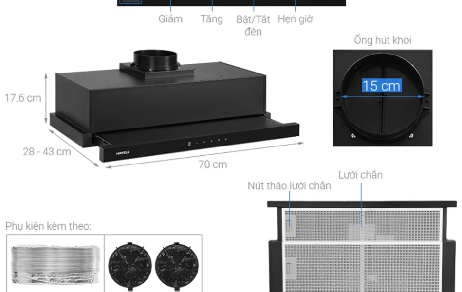 Máy hút mùi âm tủ Hafele HC-H7032TB