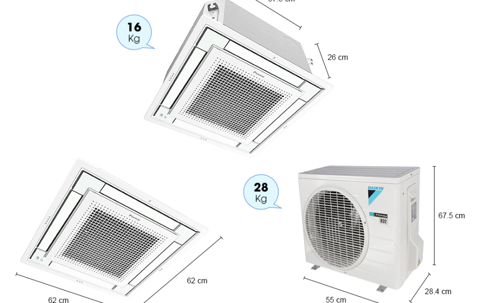 Máy Lạnh Âm Trần Daikin 4 Hướng Thổi Nhỏ Gọn Inverter 1.5HP FFFC35AVM/RZFC35EVM