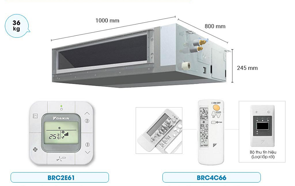 Máy lạnh âm trần nối ống gió Daikin Inverter 4HP FBFC100DVM9/RZFC100DVM  1 pha