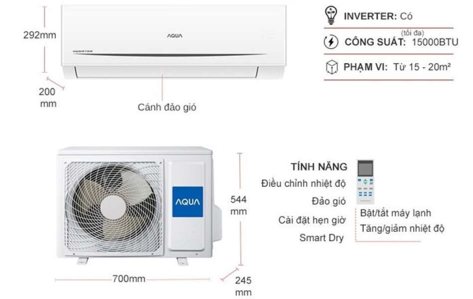 Máy lạnh Aqua Inverter 1.5 HP AQA-RV13QC2