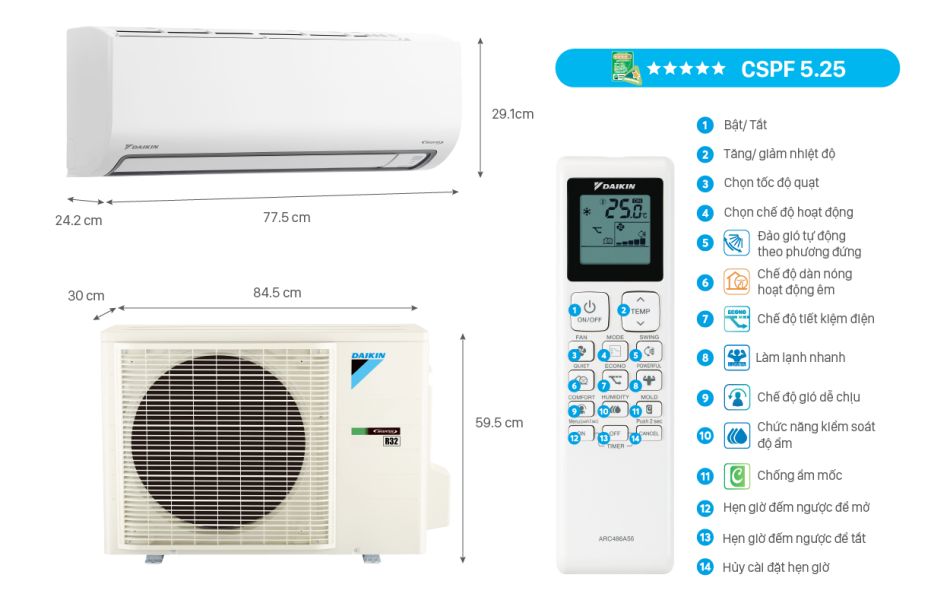 Máy lạnh Daikin Inverter 2.5HP FTKB60ZVMV