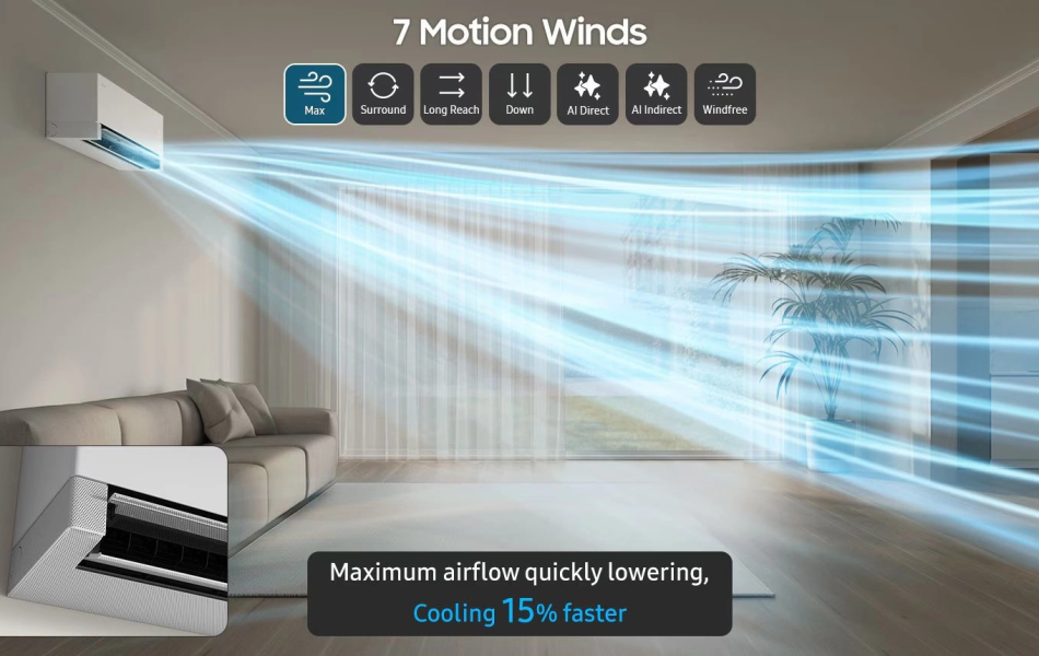 Máy lạnh Samsung inverter WindFree AI 2HP AR70H18D1BWNSV