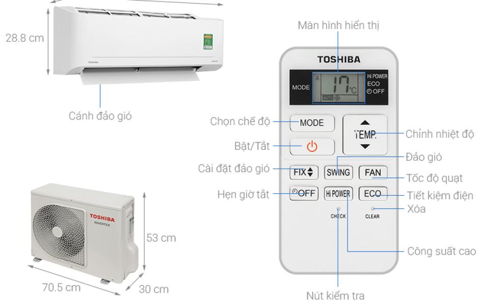 Máy lạnh Toshiba Inverter 1.5HP RAS-H13S5KCV2G-V