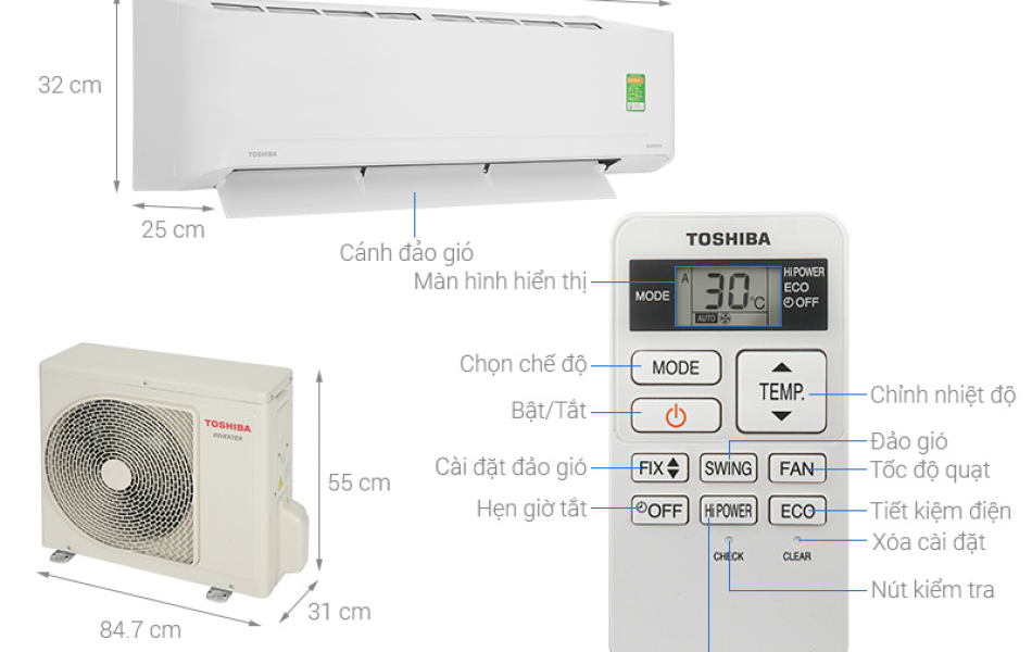 Máy lạnh Toshiba Inverter 2.5 HP RAS-H24S4KCV2G-V