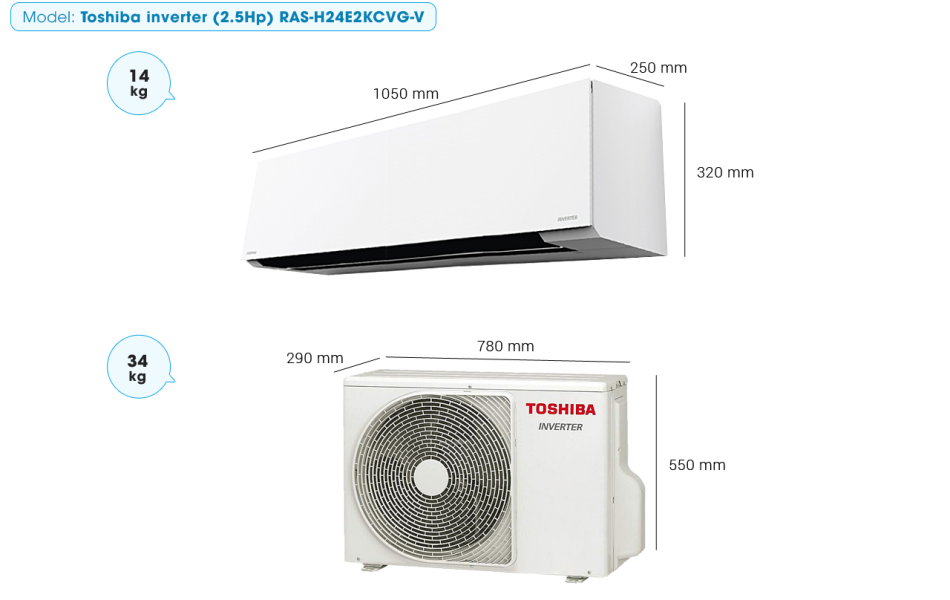Máy lạnh Toshiba Inverter RAS-H24E2KCVG-V - 2.5HP