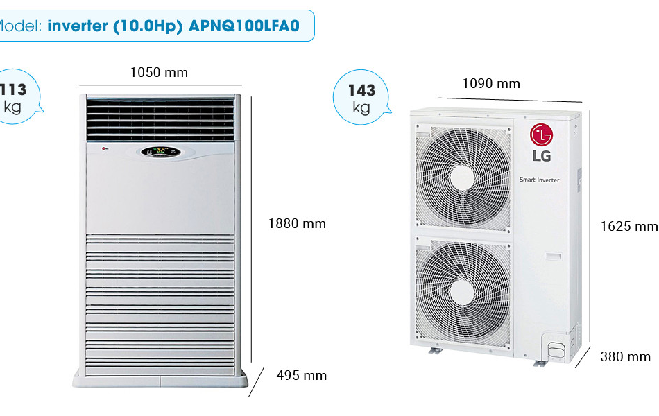 Máy Lạnh Tủ Đứng LG Inverter 10 HP APUQ100LFA0