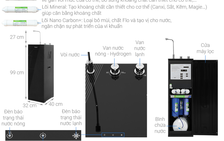 Máy lọc nước Kangaroo Hydrogen Infinity nóng lạnh KG10A9I