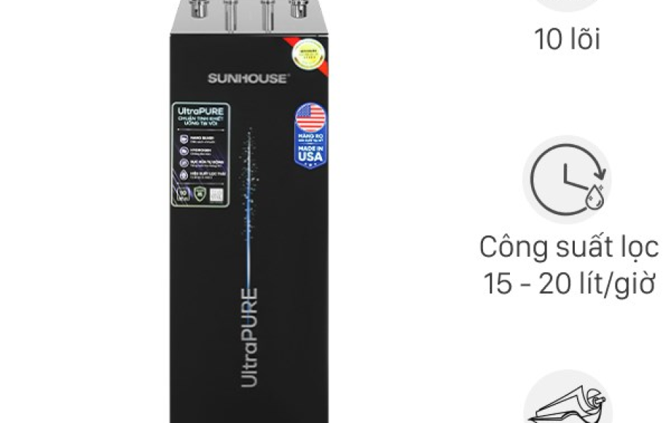 Máy lọc nước R.O nóng lạnh 10 lõi SUNHOUSE SHR76210CK