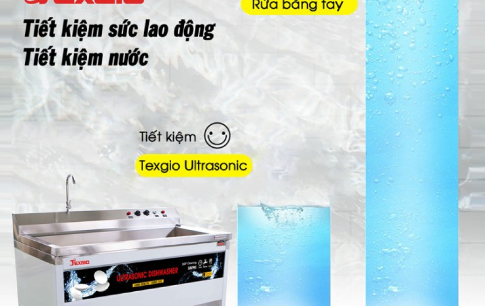 Máy Rửa Chén Bát Công Nghiệp Siêu Âm Texgio TGU-1500XS