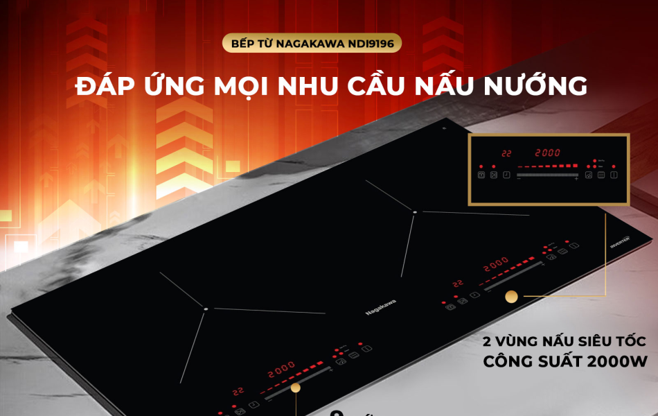 Bếp Điện Từ Đôi Nagakawa NDI9196 4000W