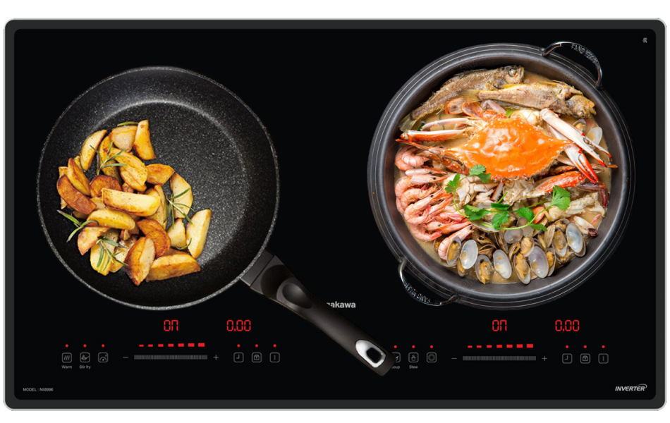 Bếp đôi điện từ + hồng ngoại Nagakawa NII8996