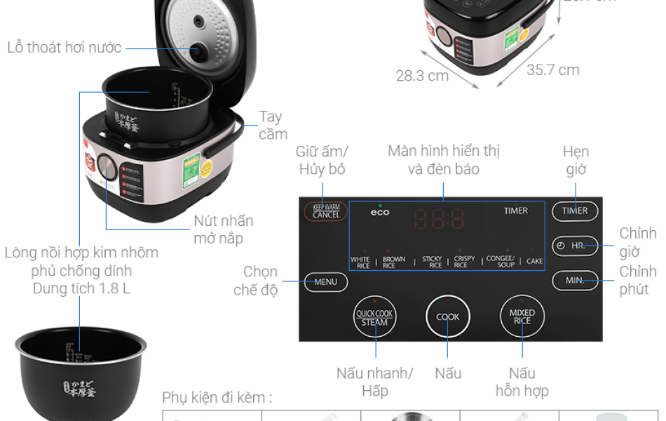 NỒI CƠM ĐIỆN CAO TẦN TOSHIBA RC-18IX1PV