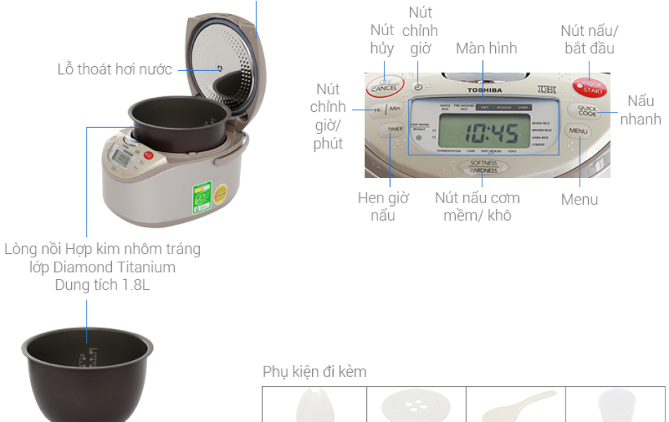 NỒI CƠM ĐIỆN CAO TẦN TOSHIBA RC-18RH(CG)VN
