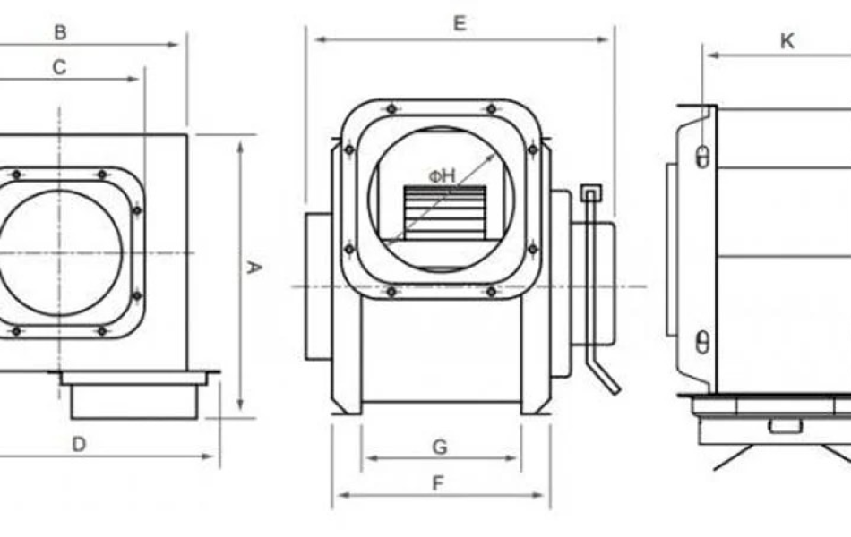 Quạt thông gió nối ống vuông góc Nanyoo DPT 20-500A